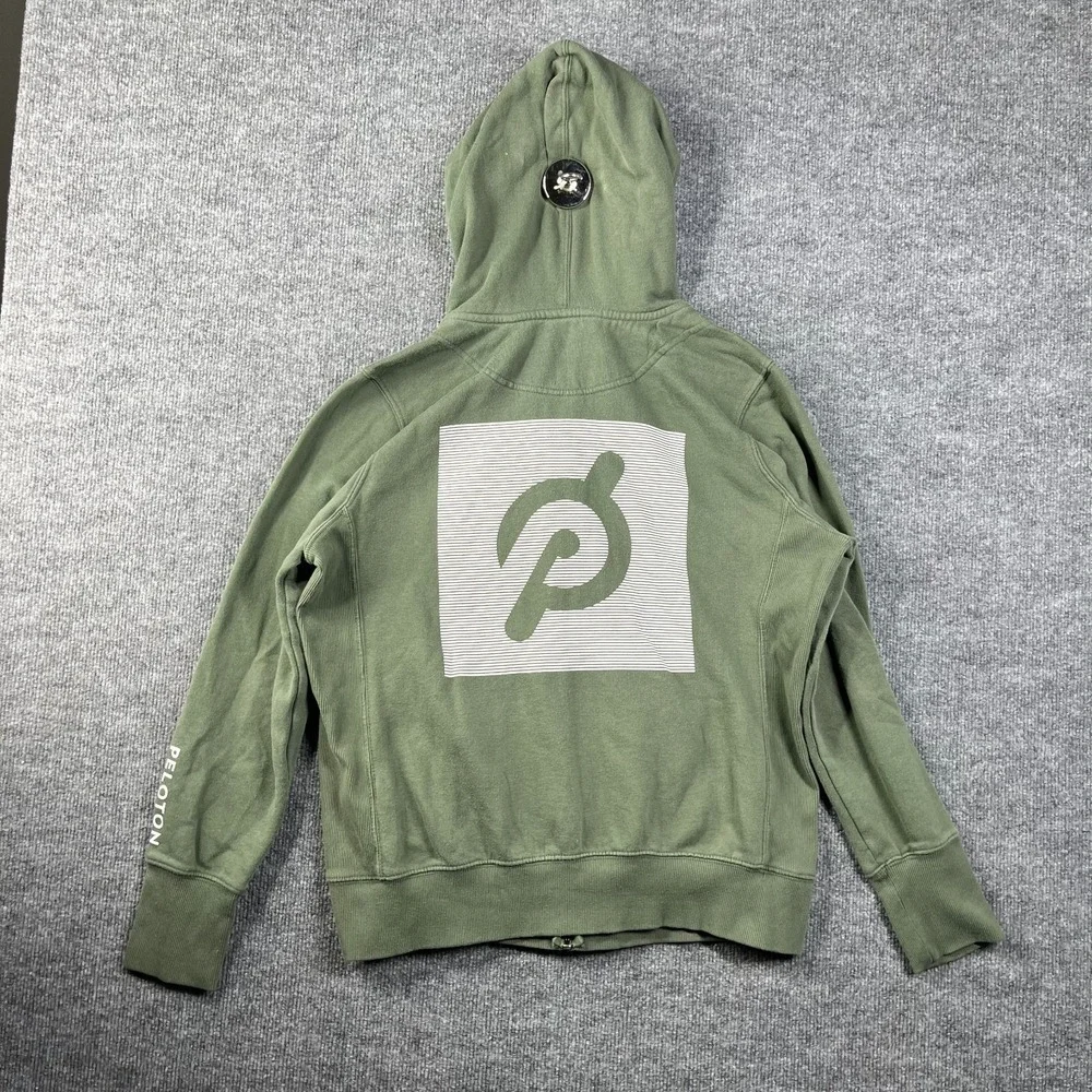 Peloton Full Zip Hoodie Women's Green Ribbed Side Panel Logo Sports Y2K‎ - XL